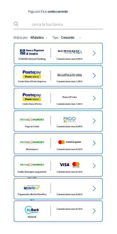 Screenshot pagamento tramite conto corrente