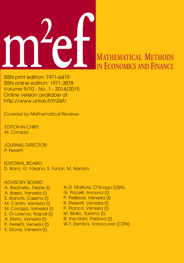Mathematical Methods in Economics and Finance - Cover